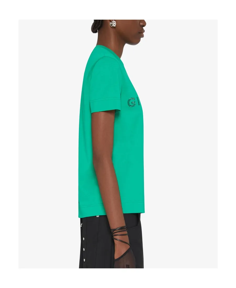 Slim Fit T-Shirt With Givenchy Rhinestones