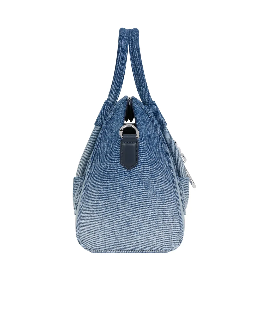 Mini Antigona Lock Denim Tote Bag