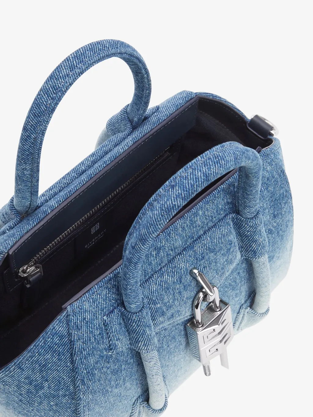 Mini Antigona Lock Denim Tote Bag
