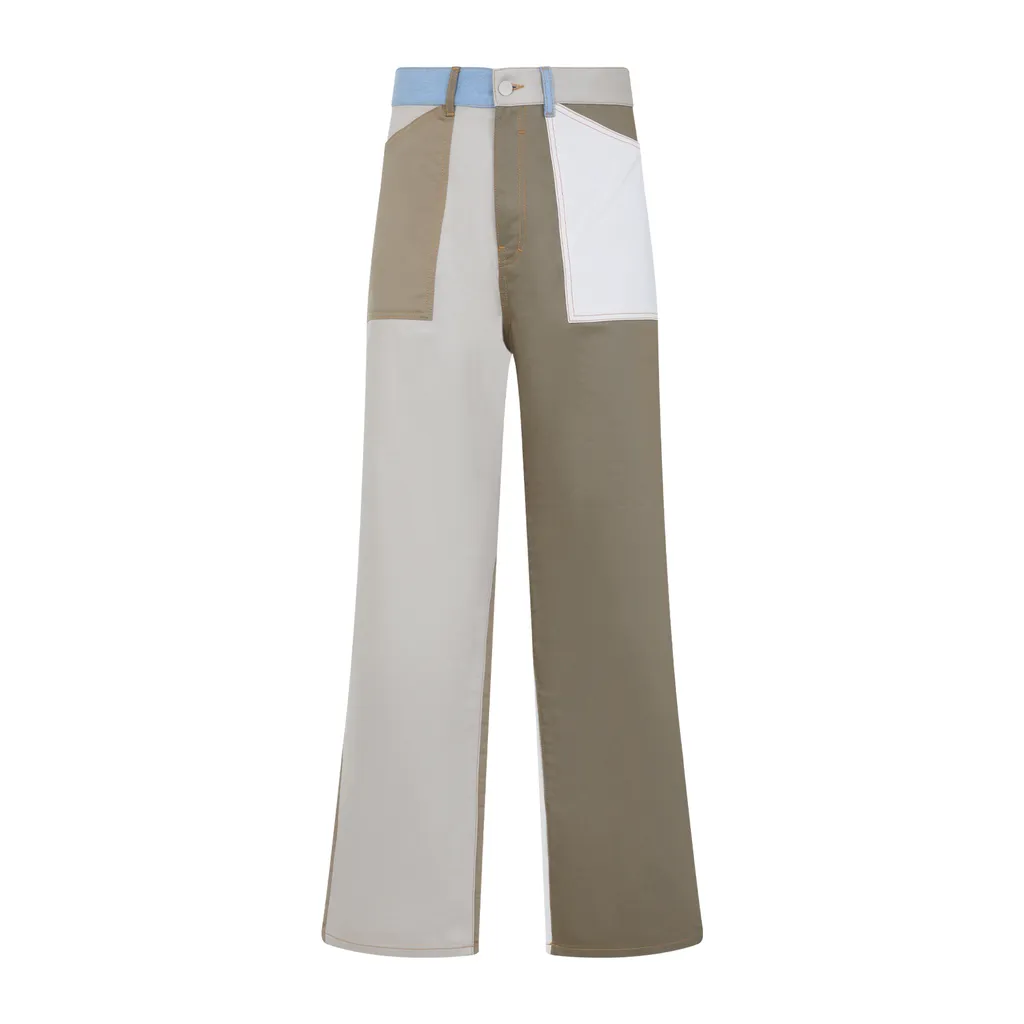 Bi-Color Straight-Leg Jeans