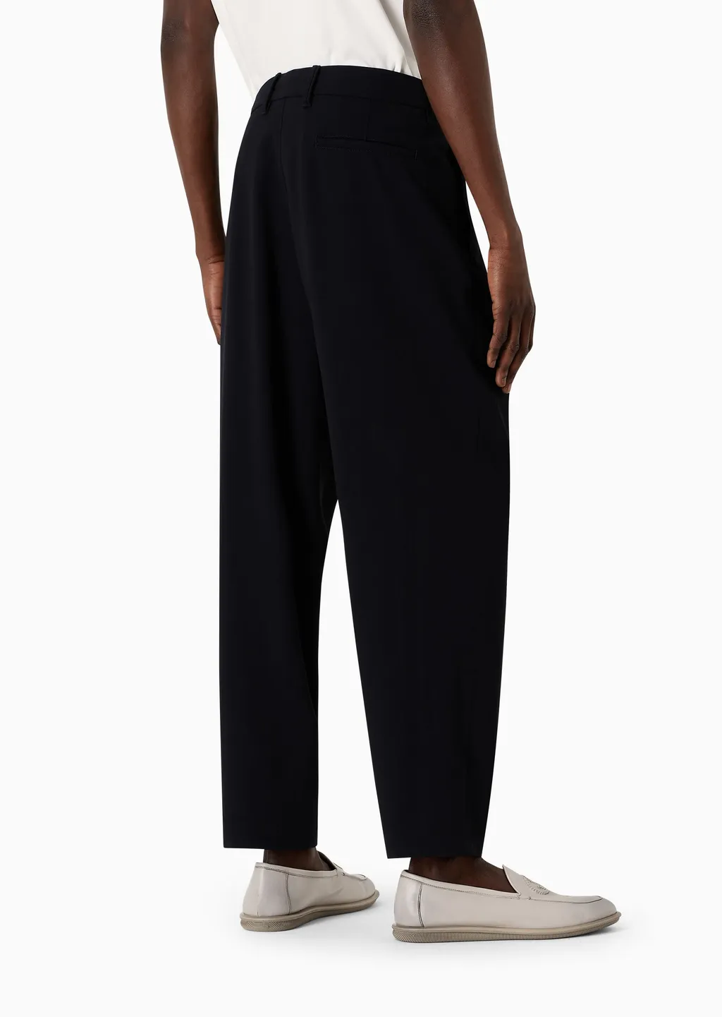 Single-Pleat Tapered Leg Trousers