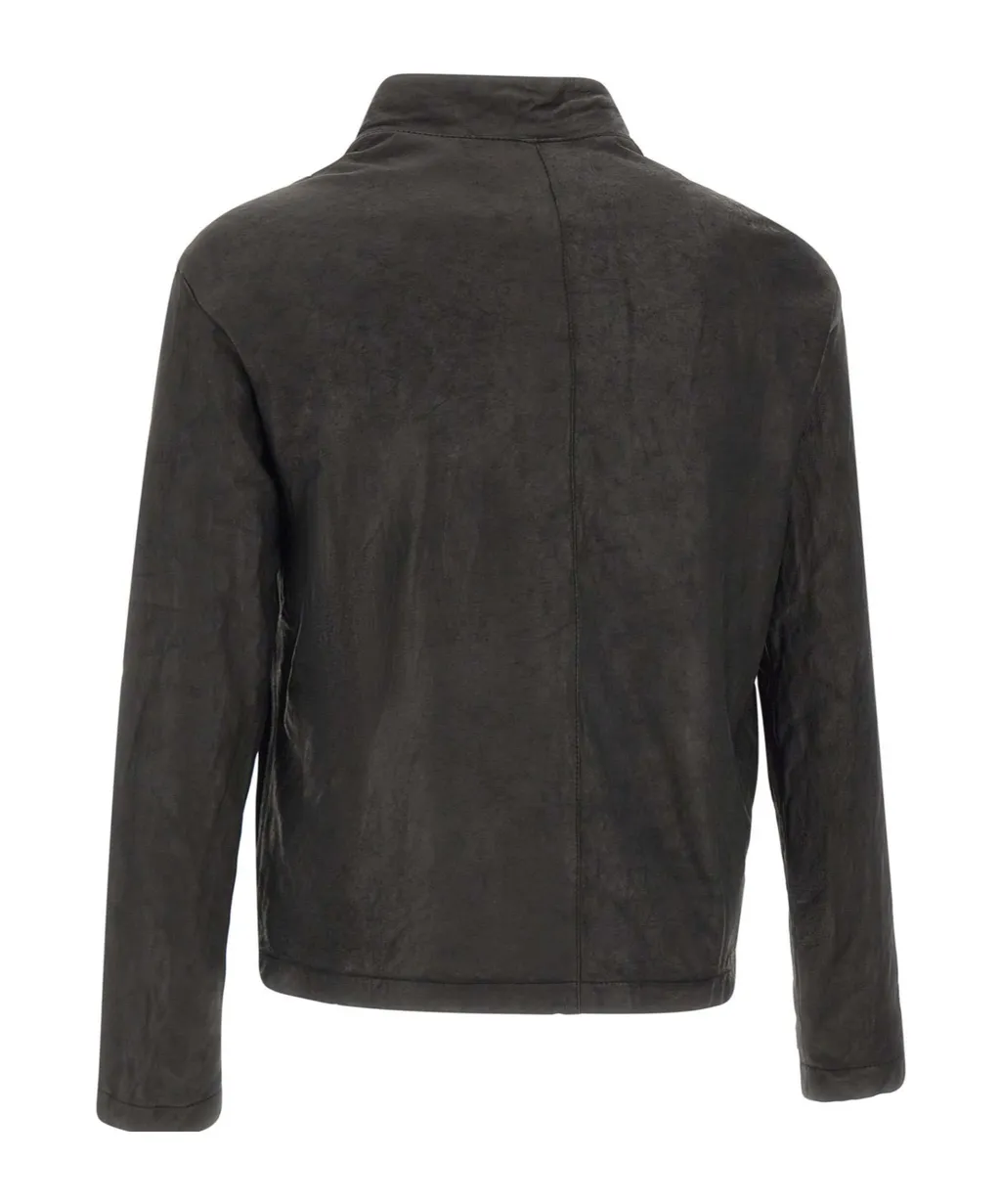 Stand Collar Leather Jacket