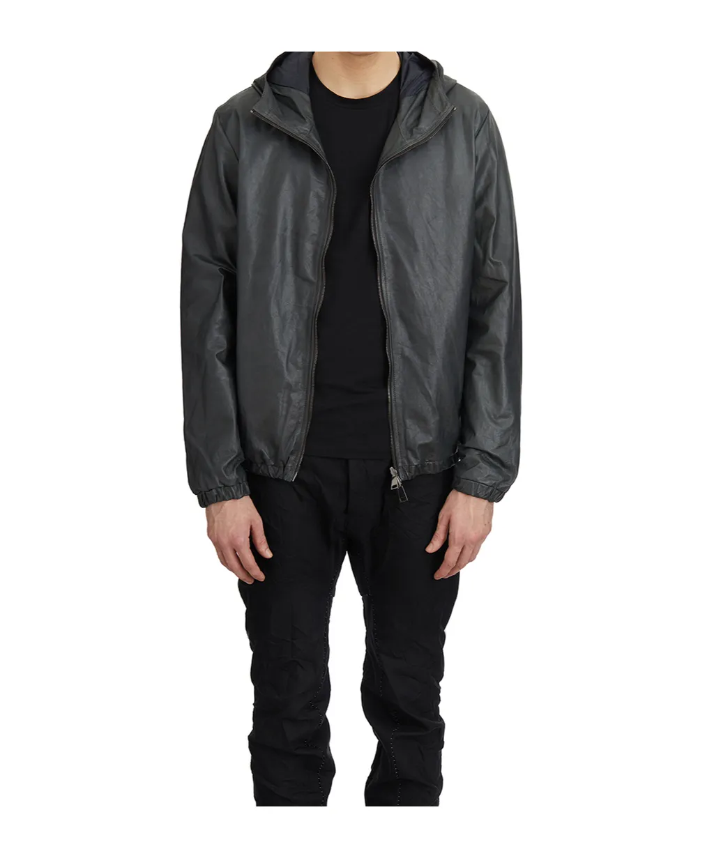 Leather Jacket With Hood