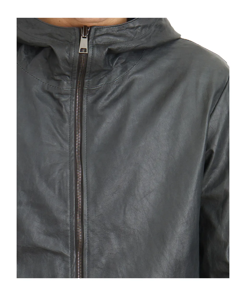 Leather Jacket With Hood