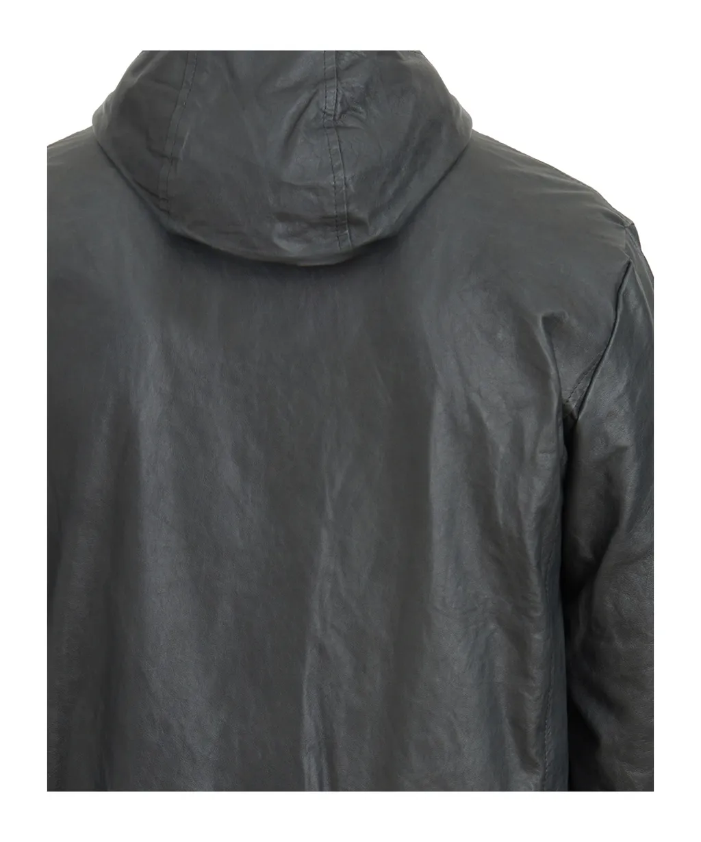 Leather Jacket With Hood