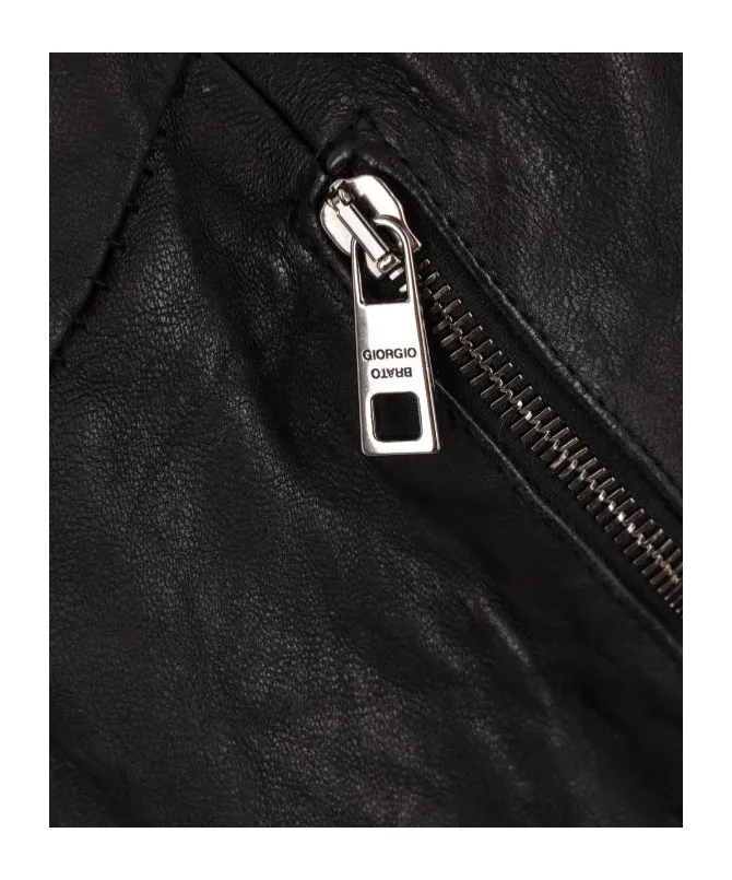 Long-Sleeved Leather Jacket