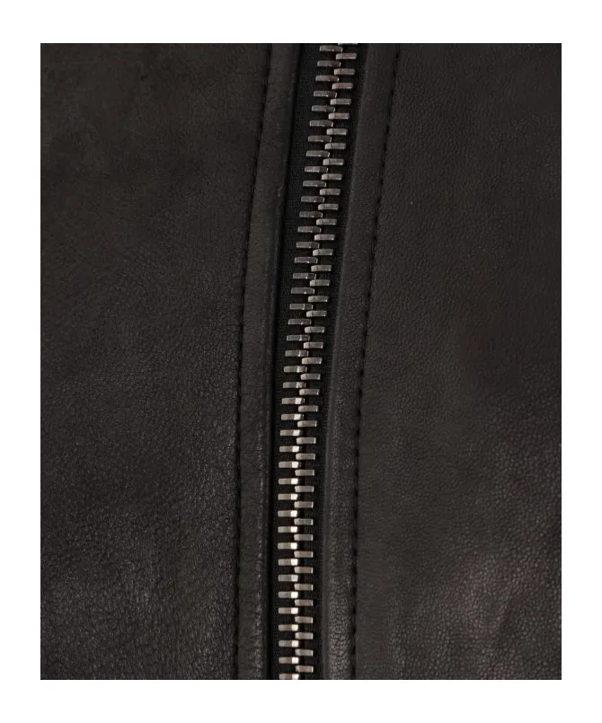 Long-Sleeved Leather Jacket