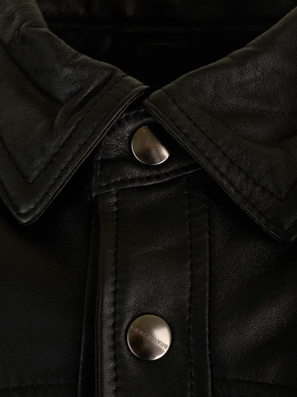 Long-Sleeved Lapel Leather Jacket