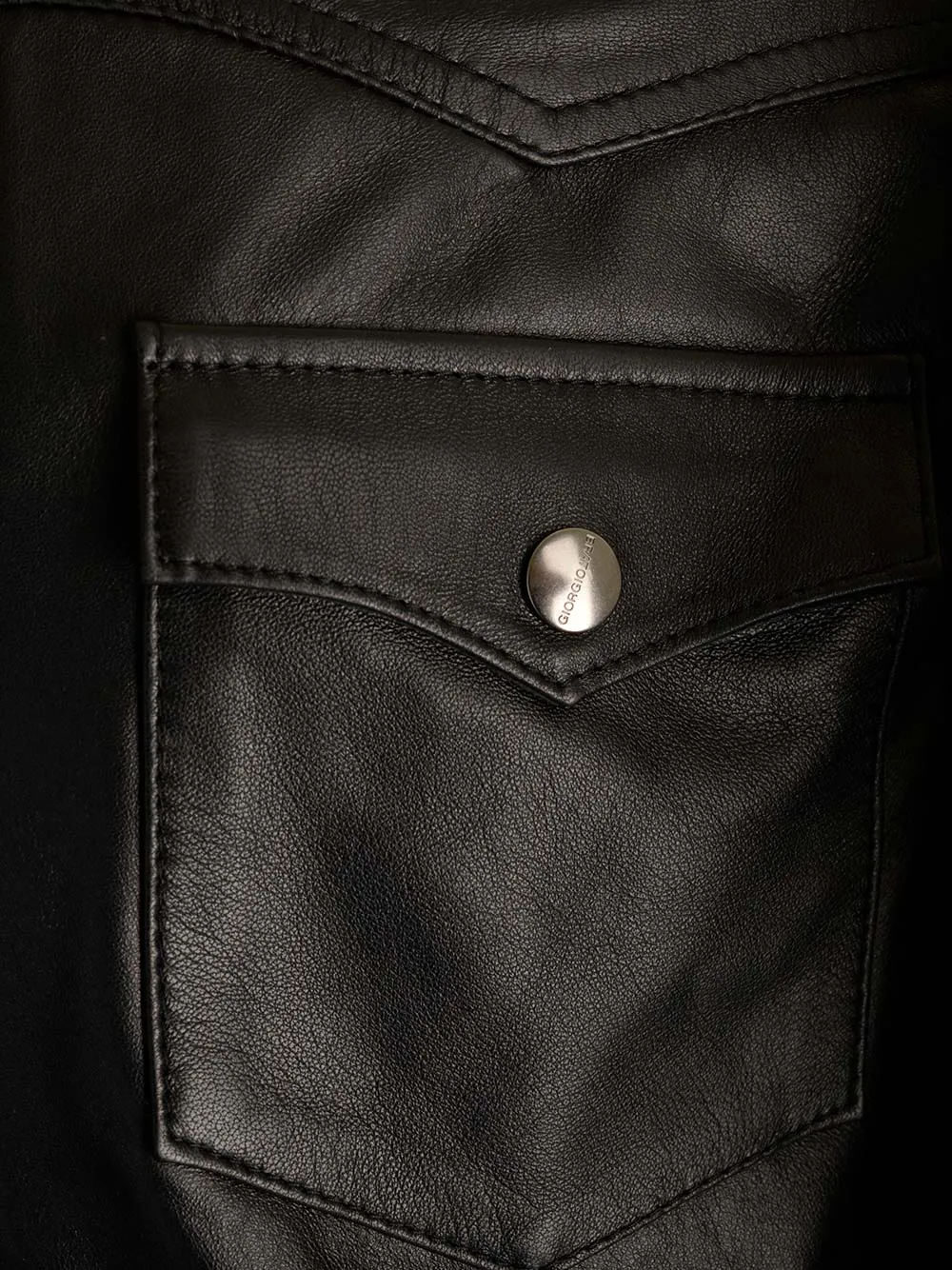 Long-Sleeved Lapel Leather Jacket