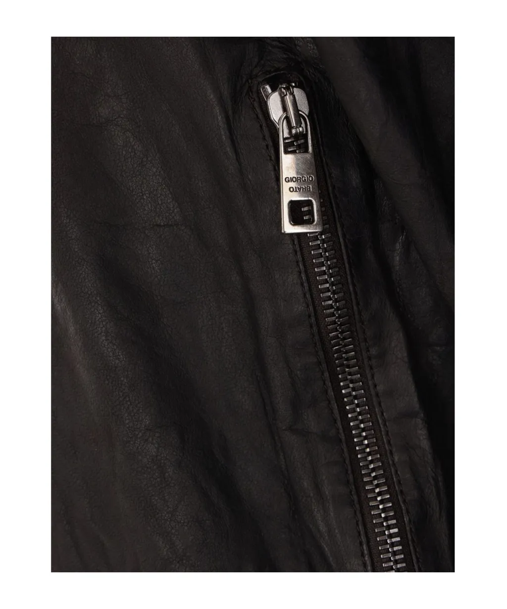 Long-Sleeved Leather Jacket