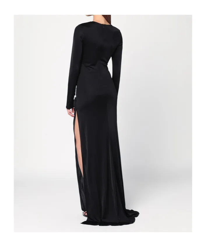 Long-Sleeve Draped Dress