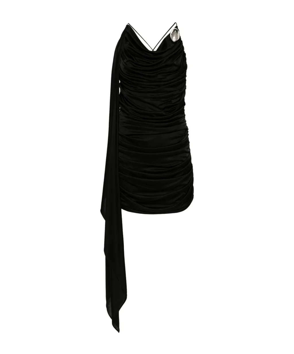 Brooch-Detail Mini Dress