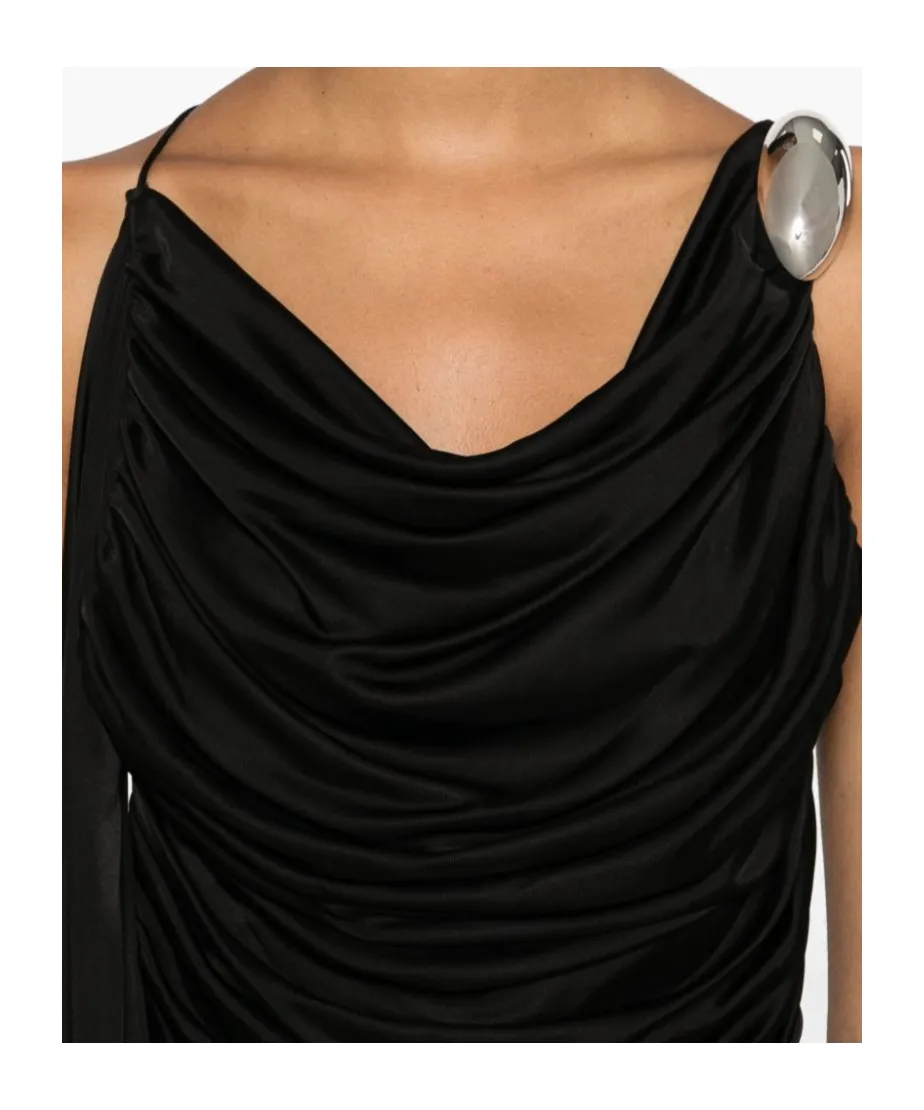 Brooch-Detail Mini Dress