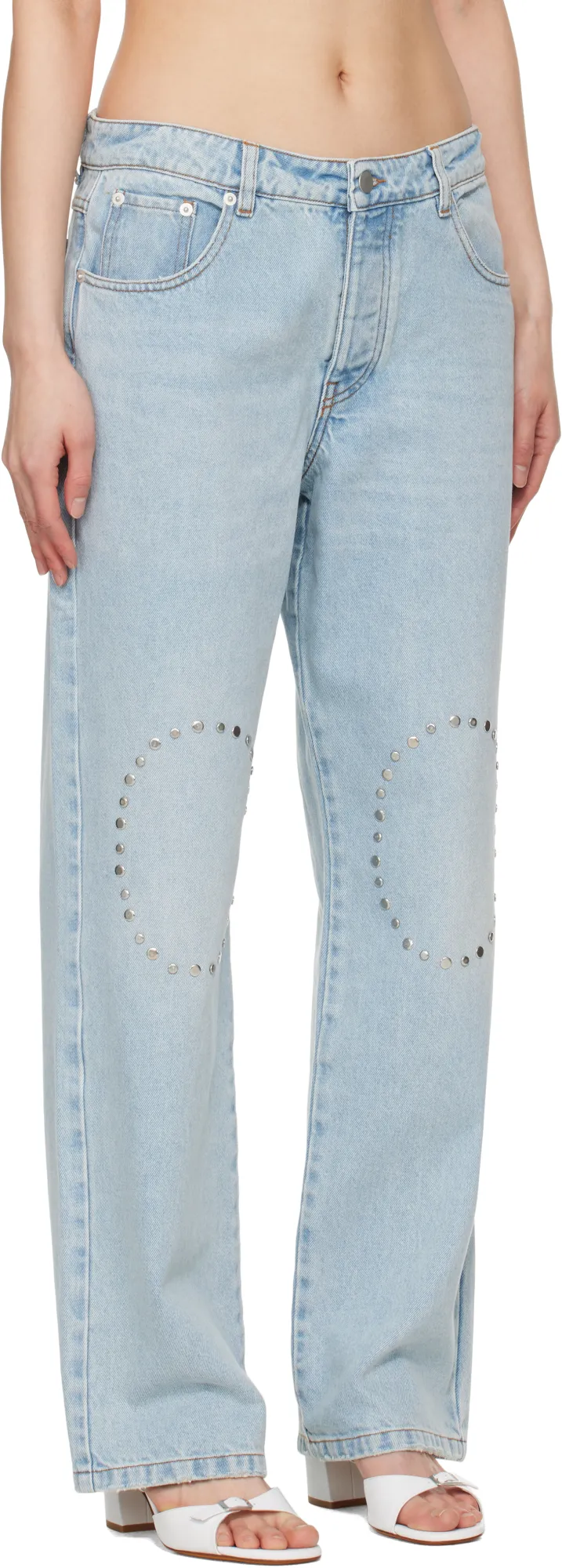 Studded Detail Wide-Leg Pants
