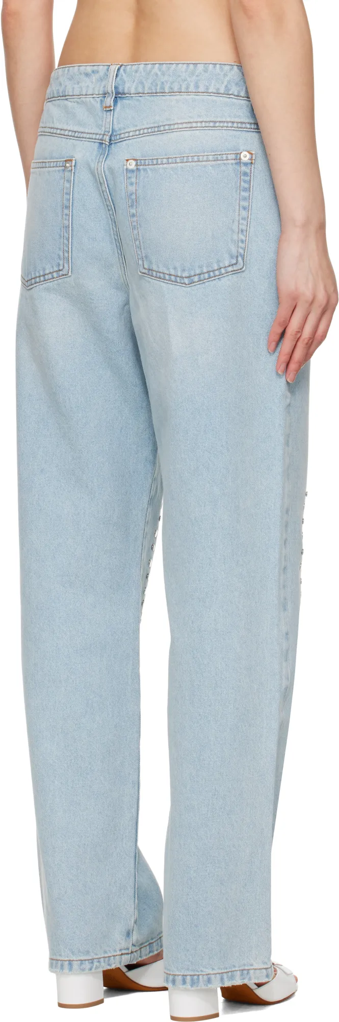 Studded Detail Wide-Leg Pants
