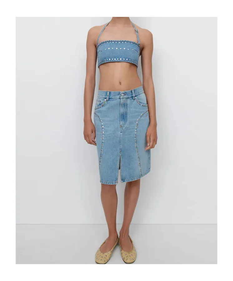 Luna Studded Denim Skirt