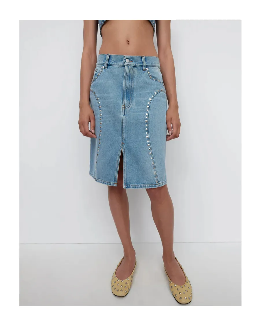 Luna Studded Denim Skirt