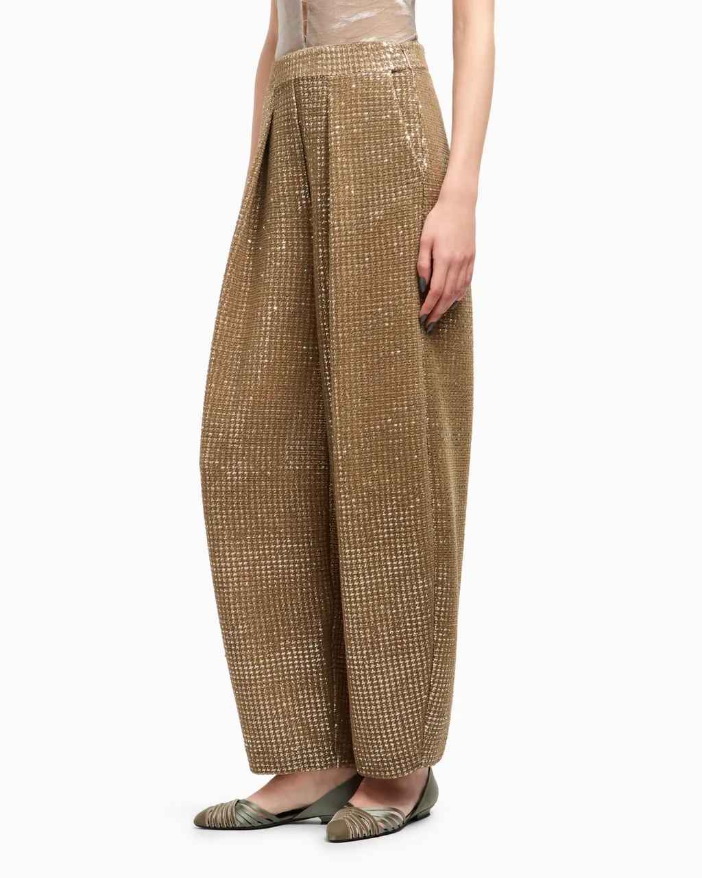 Sequin-Embellished Wide-Leg Trousers