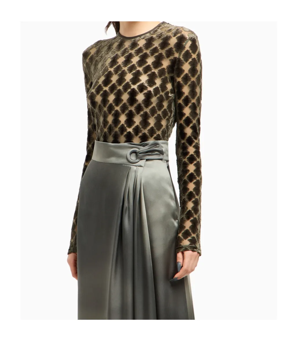 Geometric-Pattern Velvet T-Shirt