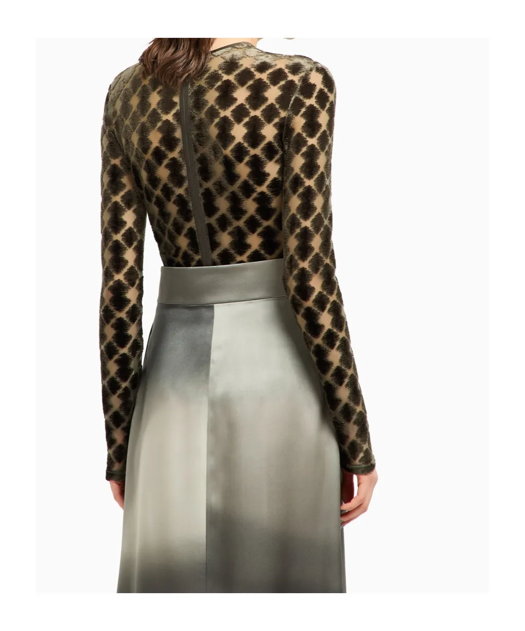 Geometric-Pattern Velvet T-Shirt