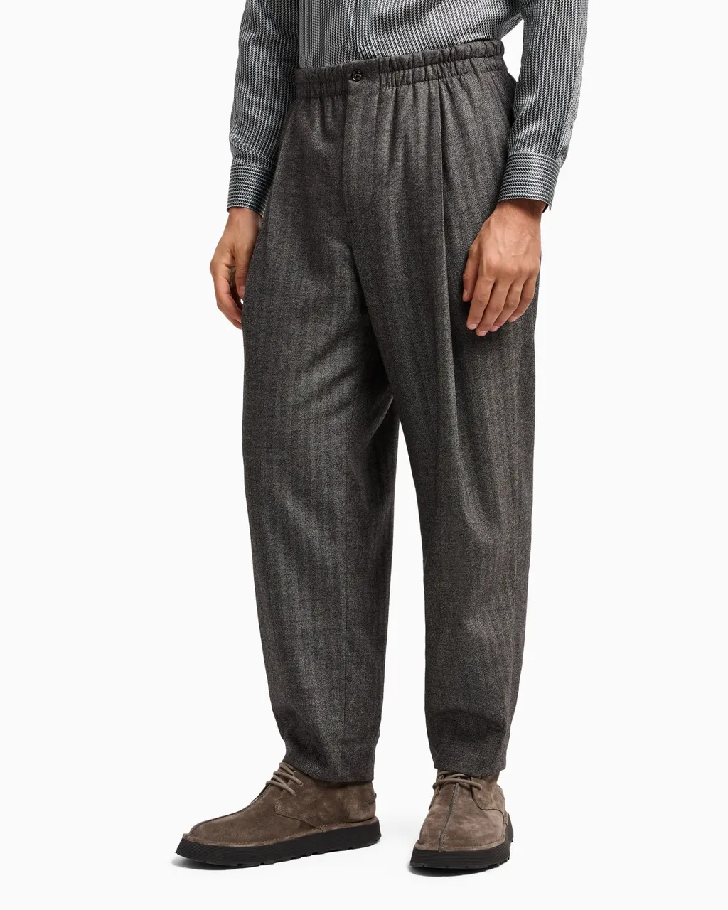 Mid Rise Herringbone Trousers