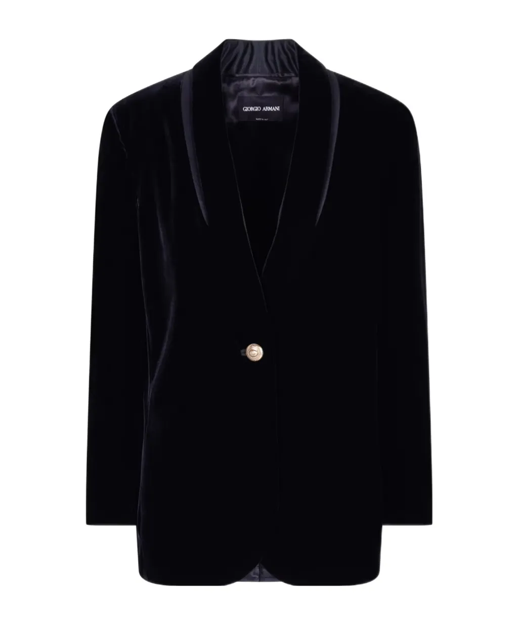 Velvet Single-Breasted Blazer