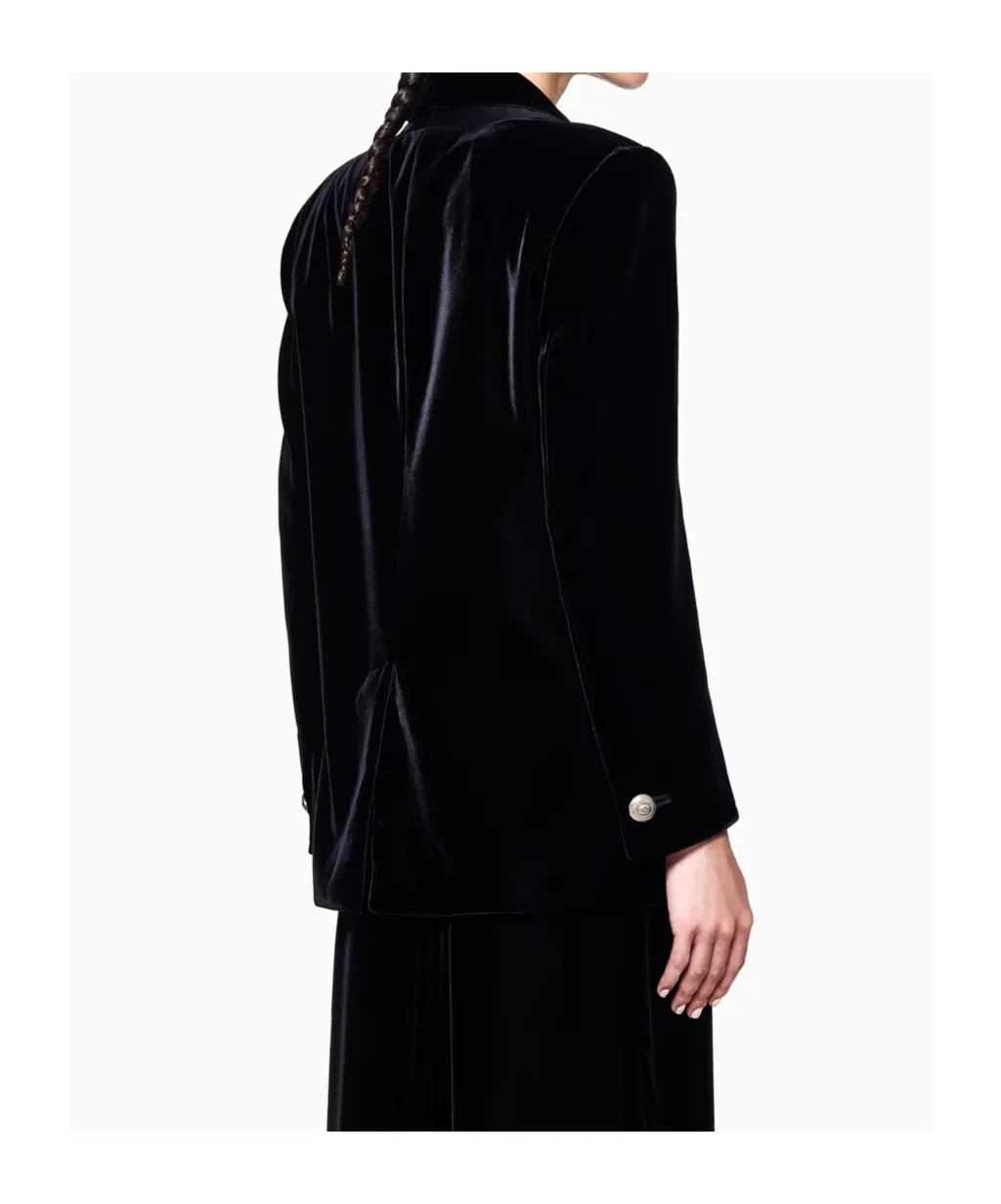 Velvet Single-Breasted Blazer