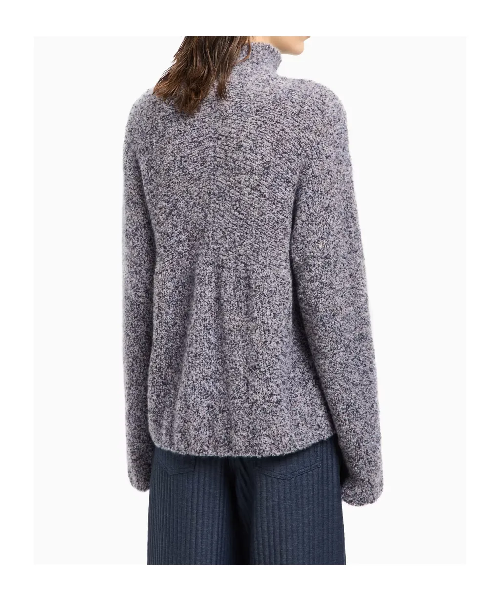 High-Neck Speckled-Knit Sweater