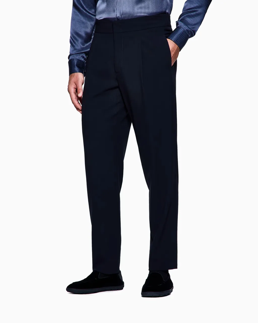 Pleated Wool Straight-Leg Trousers