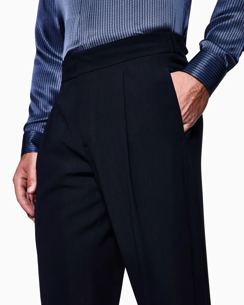 Pleated Wool Straight-Leg Trousers