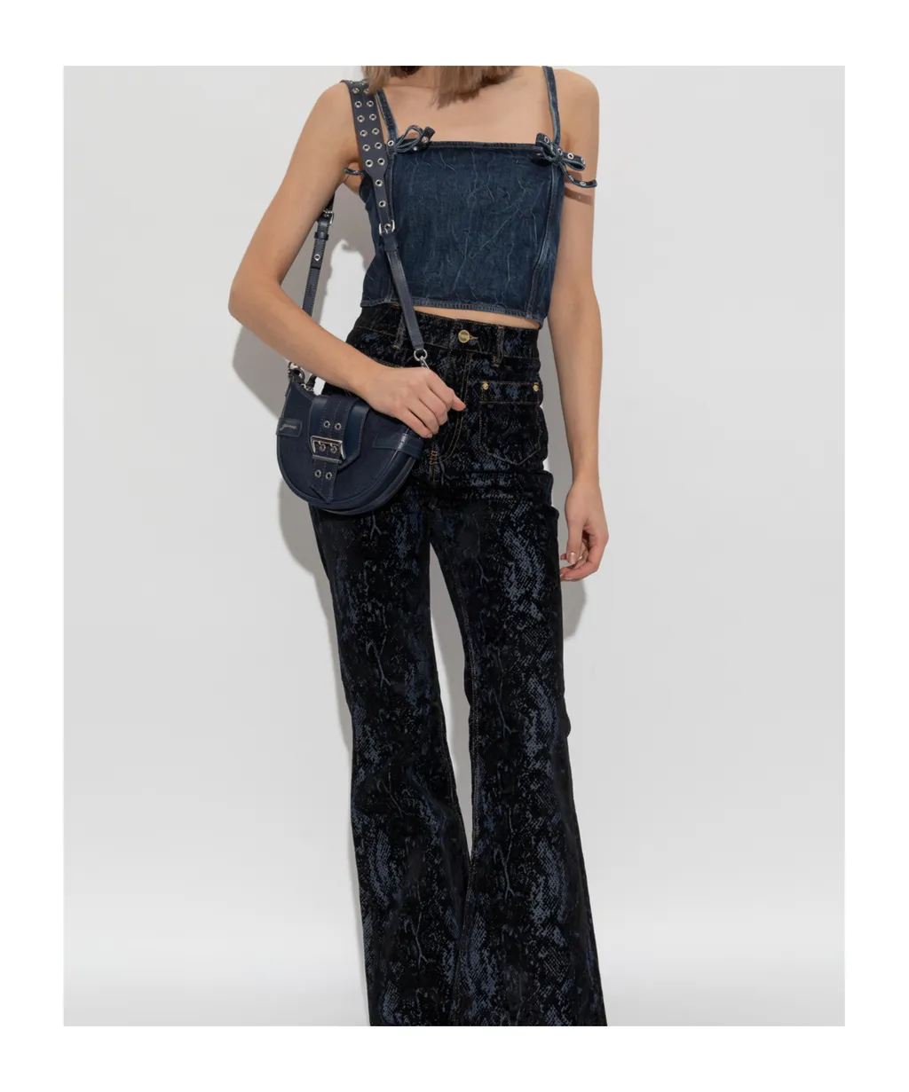 Crinkled Future Denim Strap Top