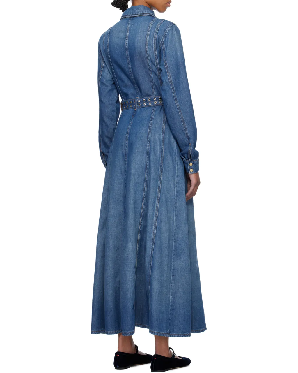 Straight Hem Denim Maxi Dress