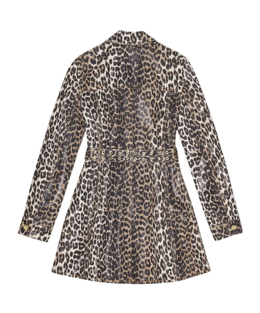 Leopard Print Foil Denim Dress