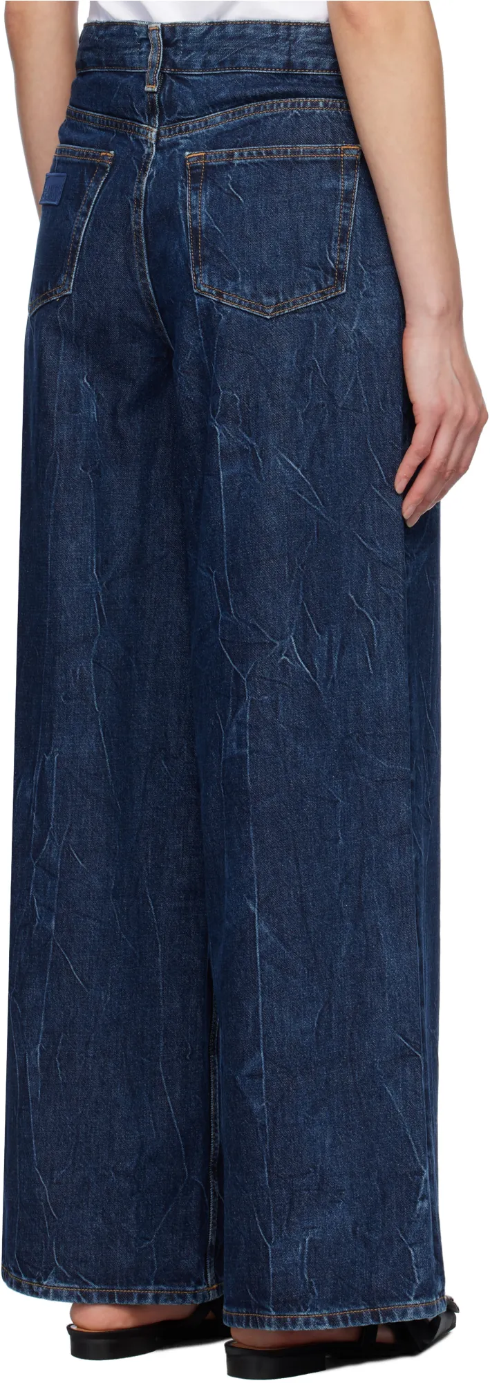 Straight-Leg Crinkled Finish Jeans