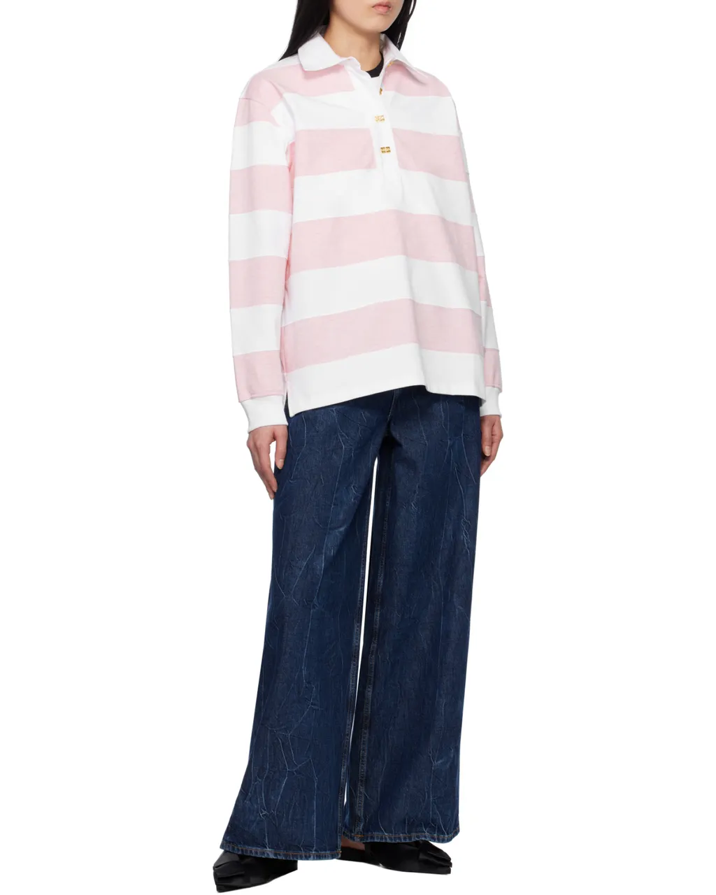 Straight-Leg Crinkled Finish Jeans