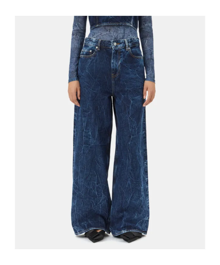 Straight-Leg Crinkled Finish Jeans