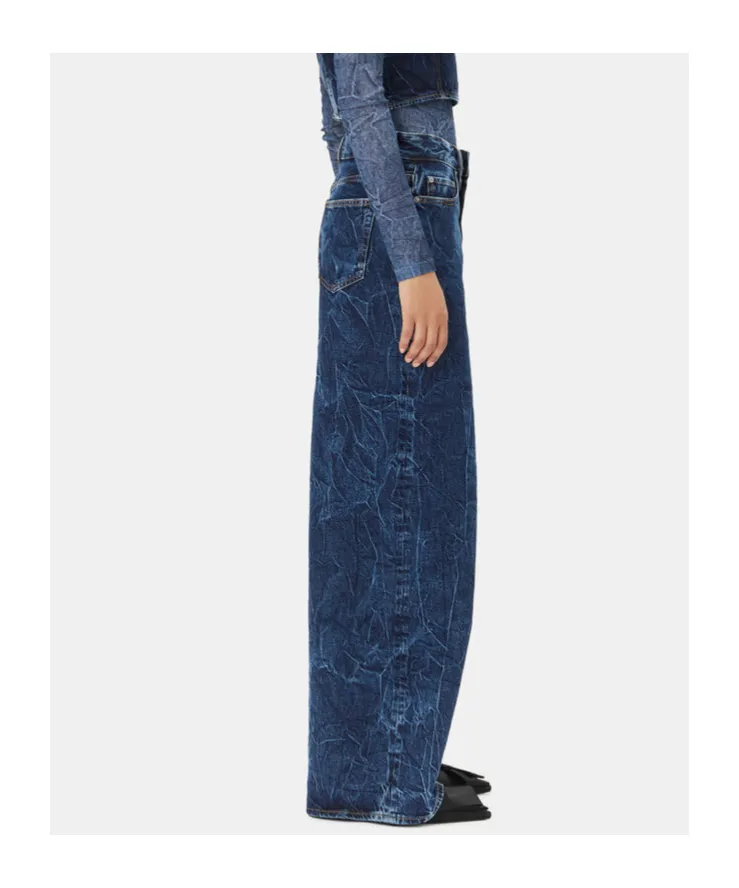 Straight-Leg Crinkled Finish Jeans