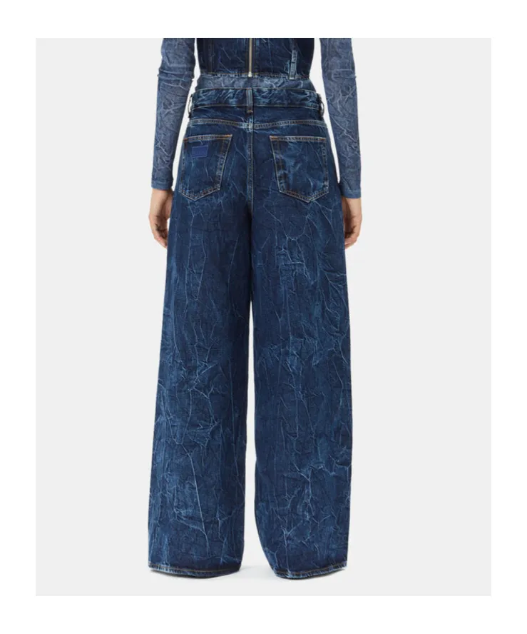 Straight-Leg Crinkled Finish Jeans