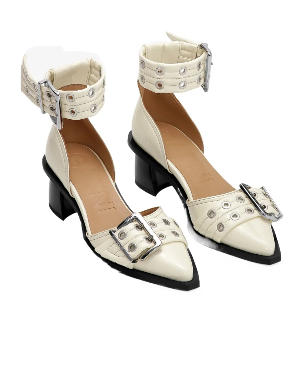 Feminine Buckle Open Cut Pumps