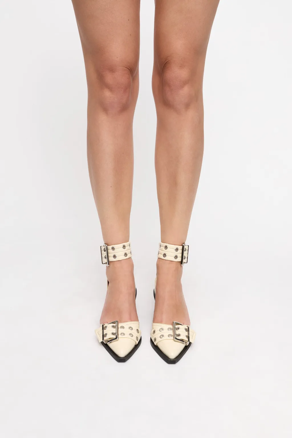 Feminine Buckle Open Cut Pumps