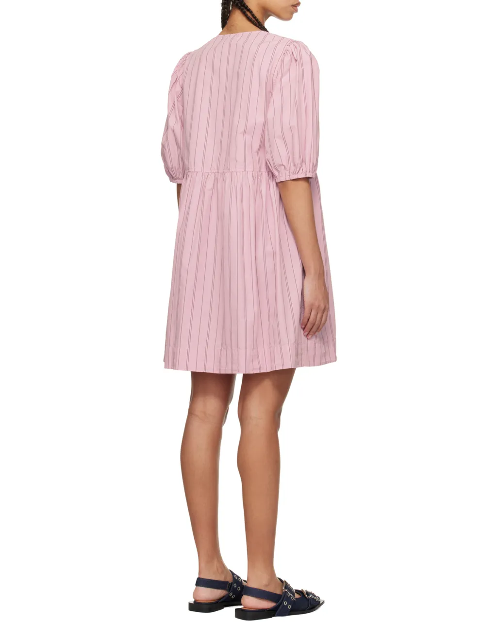 Pinstriped Bow-Detailed Mini Dress