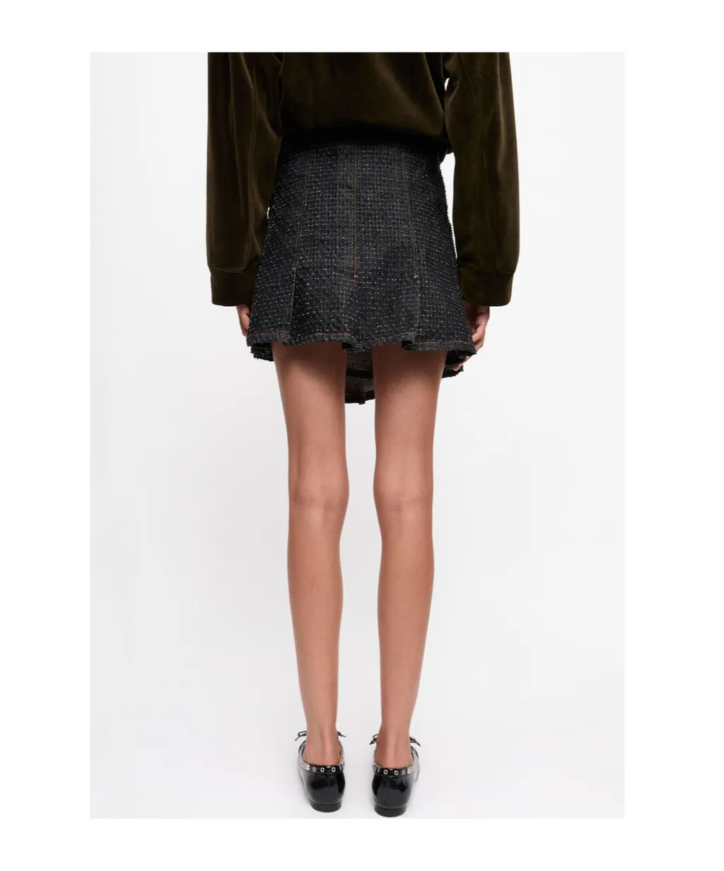 Fluffy Denim Wrap Mini Skirt