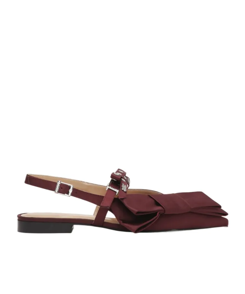 Big Bow Slingback Flat Shoes