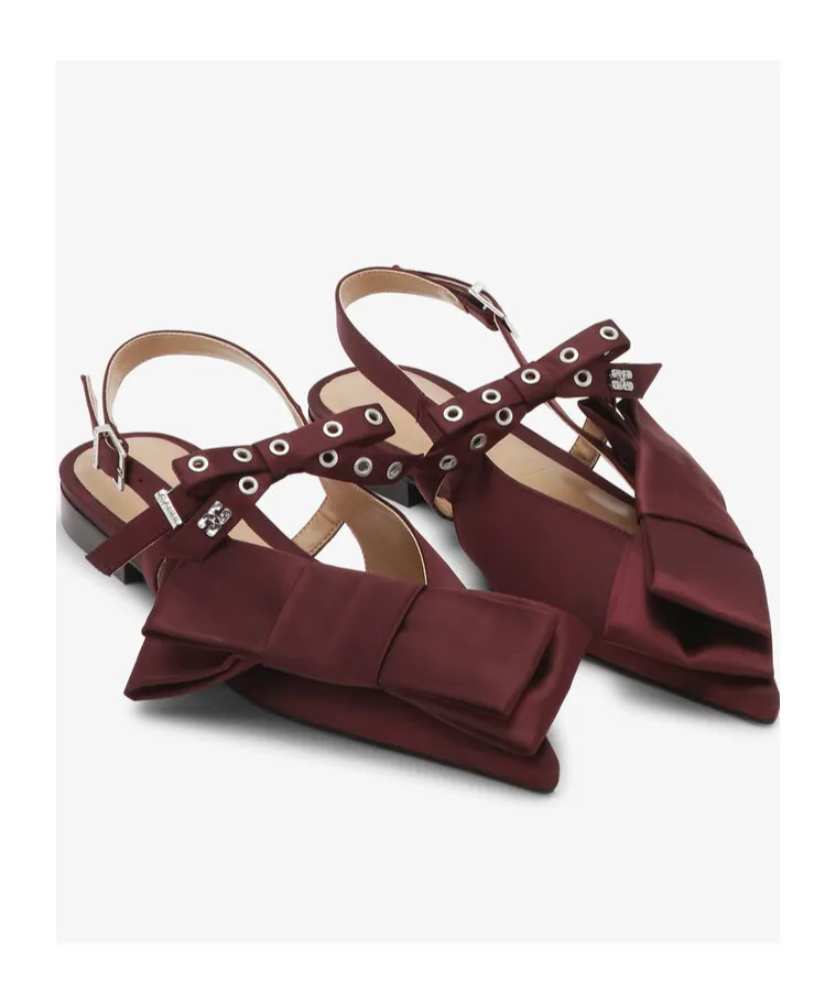 Big Bow Slingback Flat Shoes