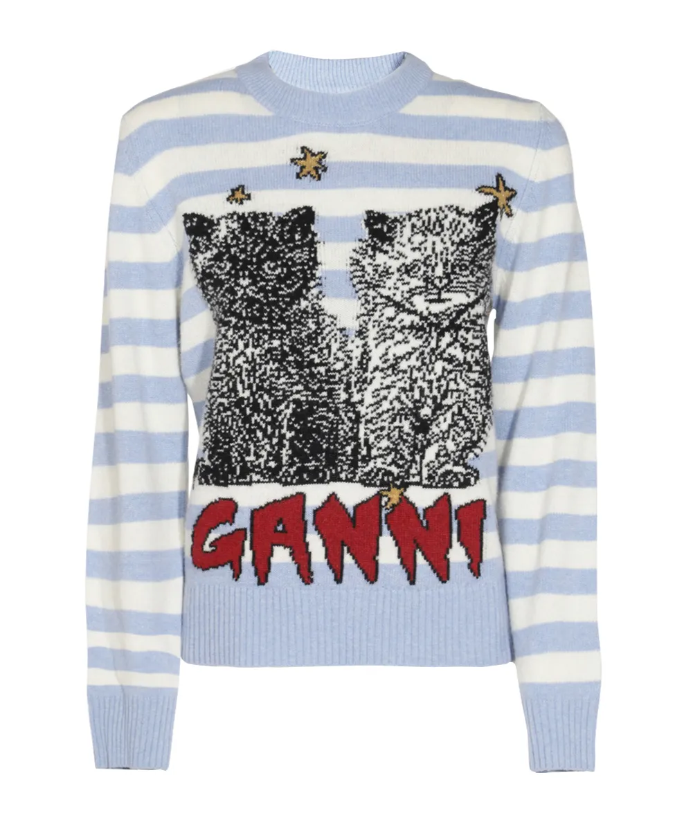 Striped Graphic Cat Jumper