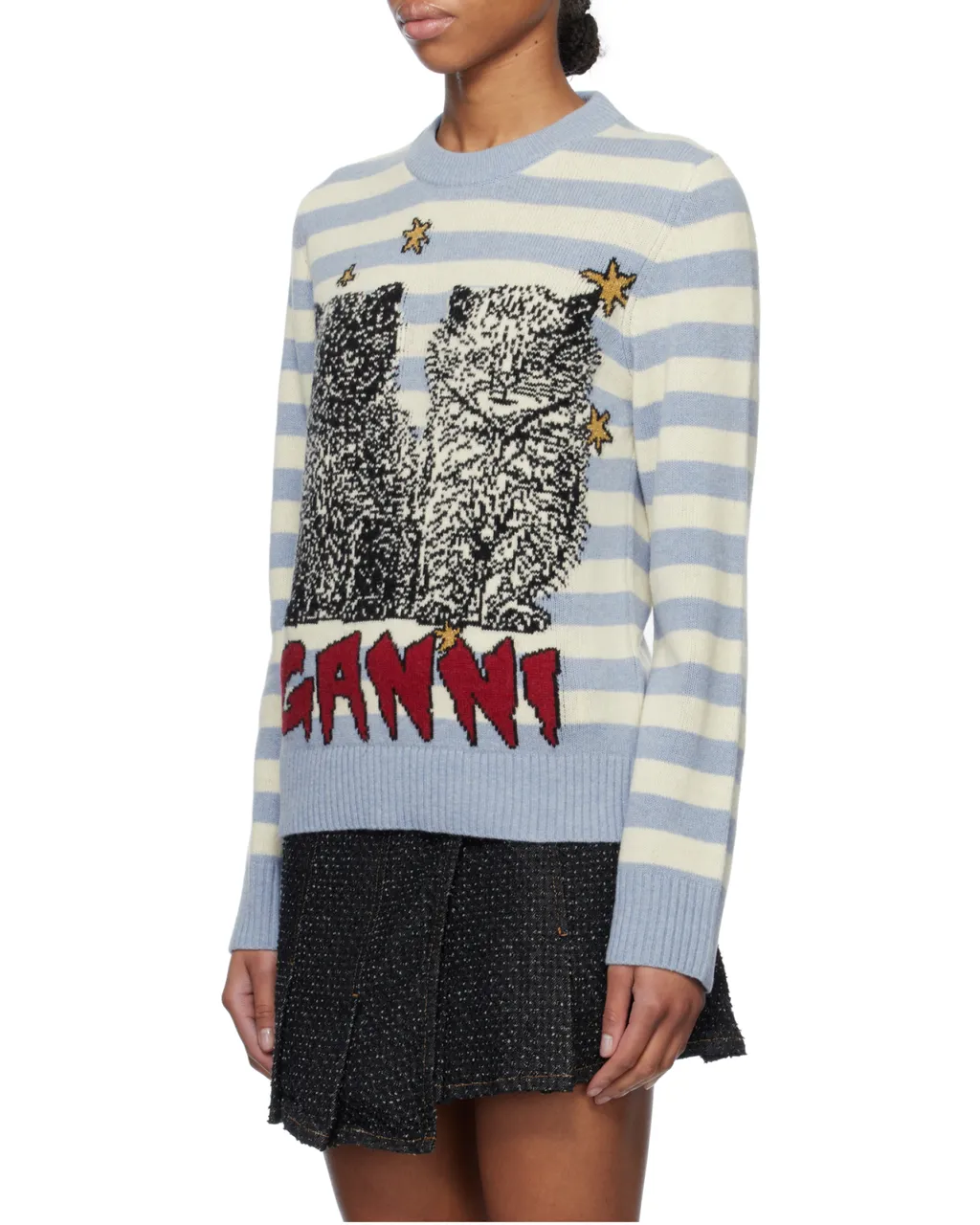 Striped Graphic Cat Jumper