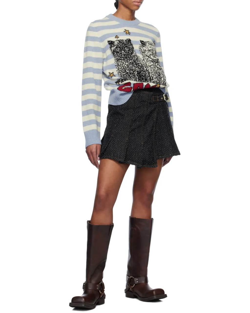 Striped Graphic Cat Jumper