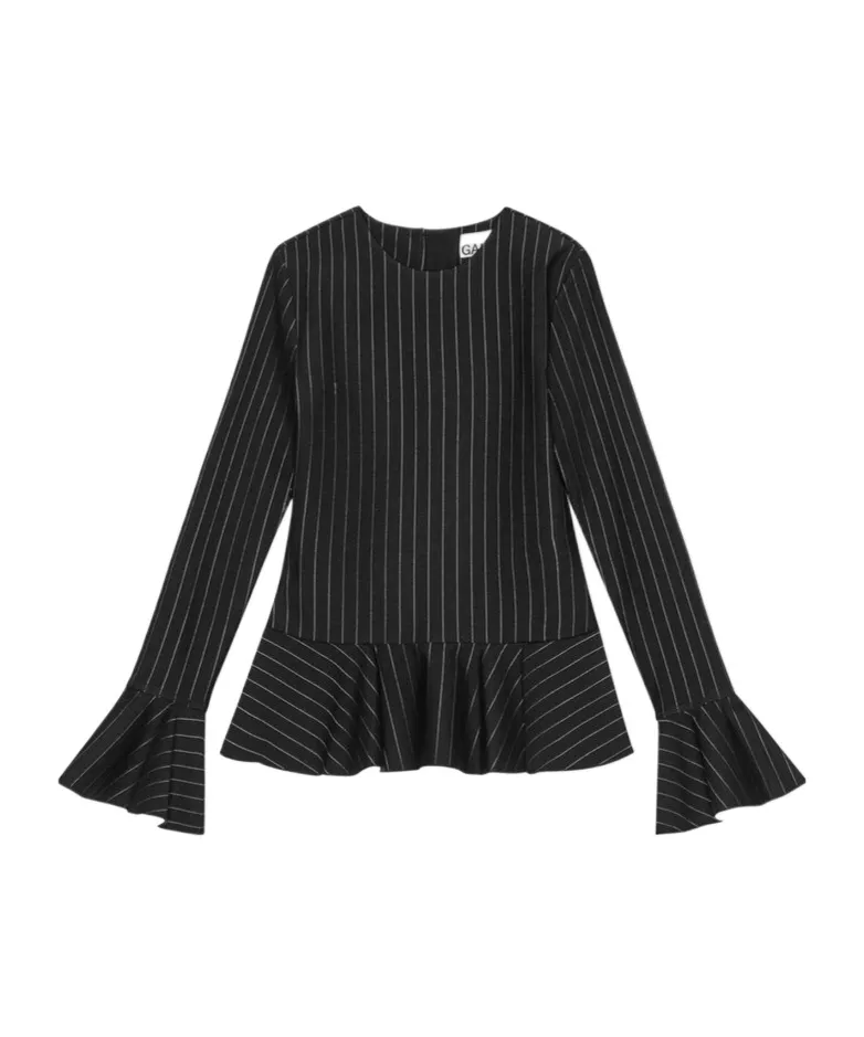Pinstripe Peplum Blouse