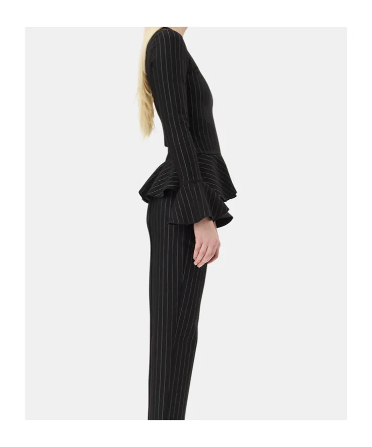 Pinstripe Peplum Blouse