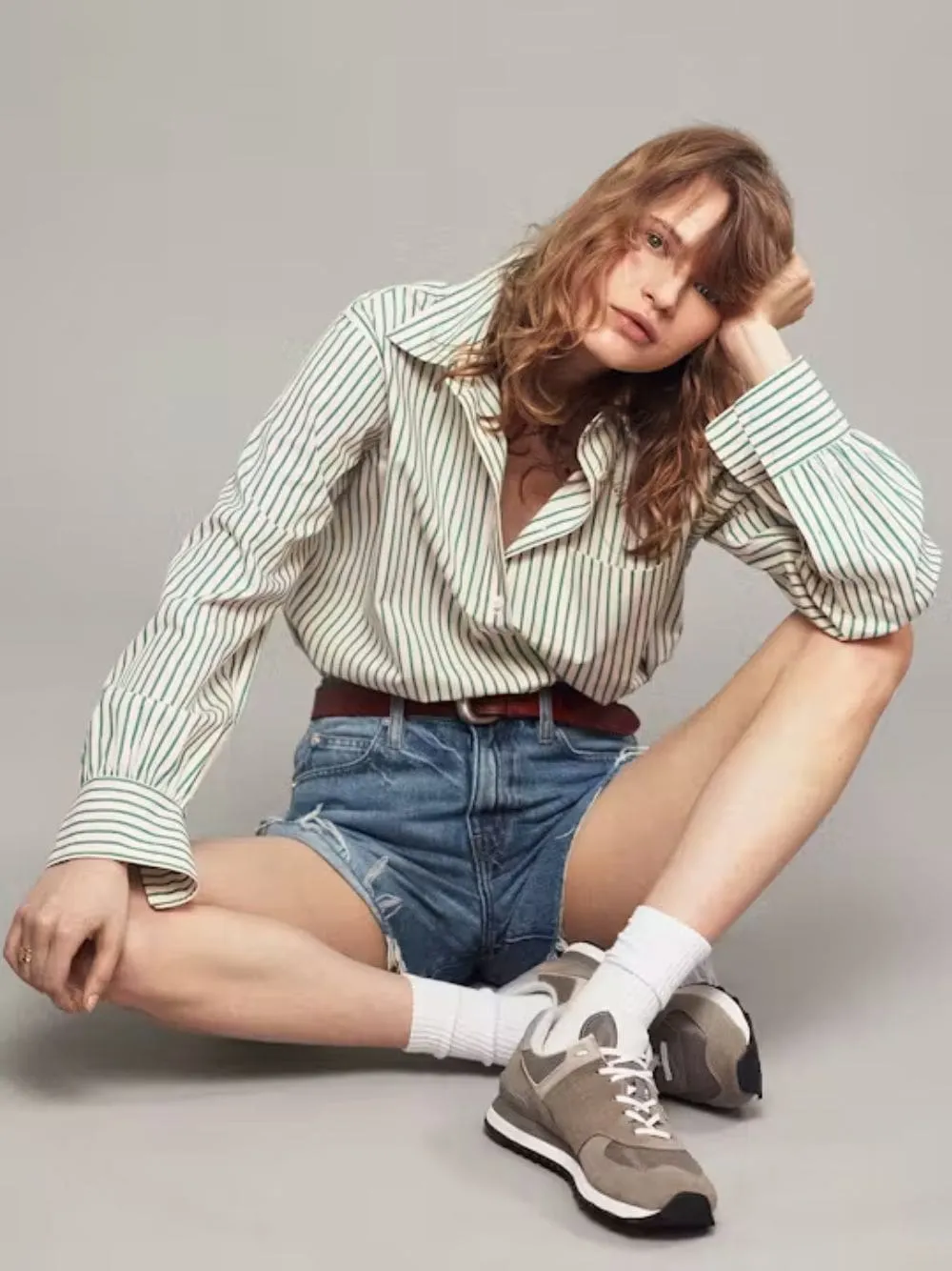 Cutaway Collar Vertical Stripes Shirt